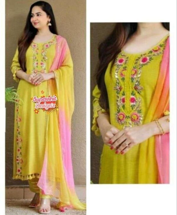 PREMIUM REYON FABRIC KURTIE WITH PANT AND DUPPATA - Image 3