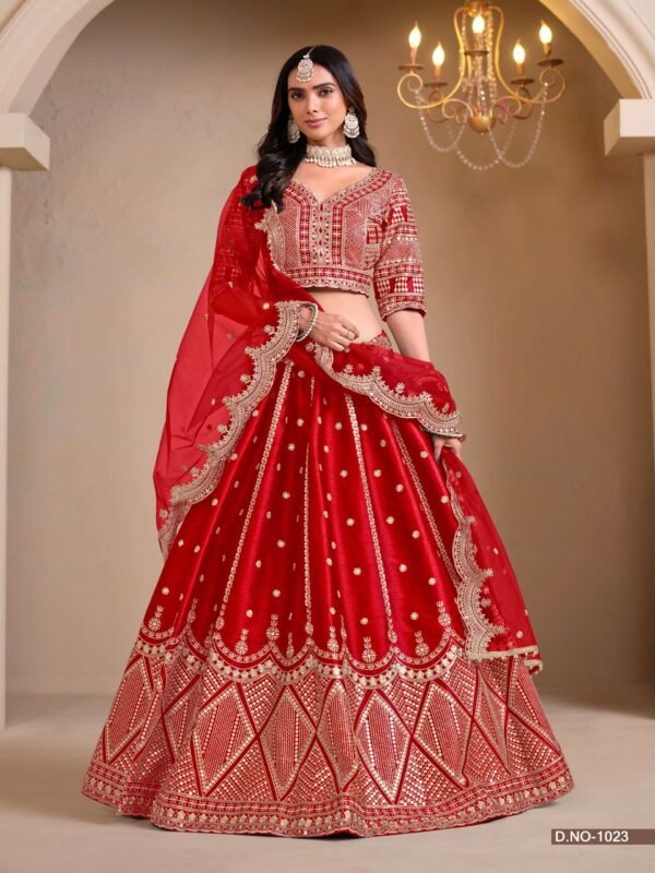 DESIGNER ART SILK BRIDAL LEHENGA - Image 4